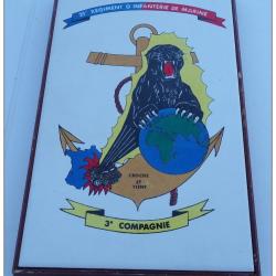 21&deg; REGIMENT INFANTERIE DE MARINE , 2&deg; COMPAGNIE ,CARRELAGE DANS MONTURE BOIS . , BON ETAT VOIR PHOT