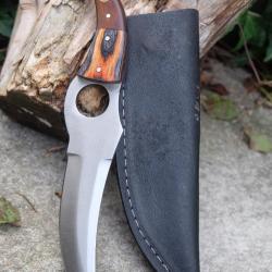 Couteau De Cuisine & Rando Lame Acier Carbone 1055 Fa&ccedil;on Huusk Etui Cuir Fabrication Artisanale