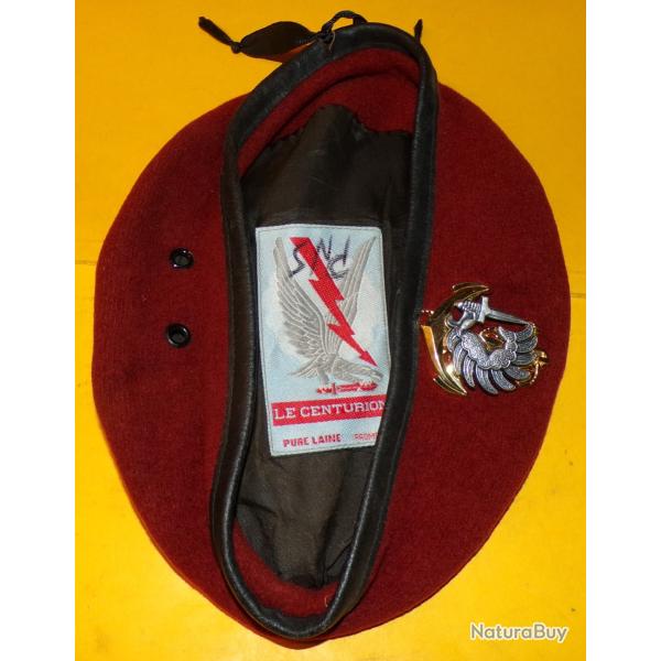 BERET ROUGE DES PARACHUTISTES DE L'ARMEE FRANCAISE AVEC INSIGNE DES TROUPES DE MARINE FABRICANT BERA