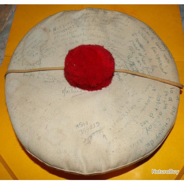 BERET BACHI DE LIBERABLE DE LA MARINE NATIONALE  DE L'ARMEE FRANCAISE AVEC POMPON ROUGE , AVEC MESSA