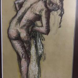 Pastel Edgard Degas avec cachet d'atelier Repr&eacute;sente un nu de femme