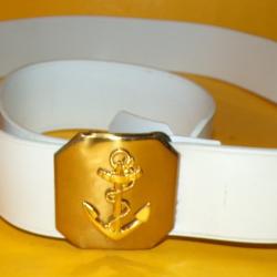 CEINTURON DE LA MARINE NATIONALE  DE L'ARMEE FRANCAISE , MATIERE P.V.C BLANC  ,  GRANDE TAILLE  125