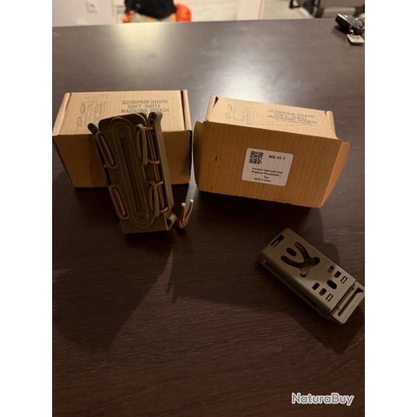 Poche Scorpion Soft Shell pour chargeur type 9mm WOSPORT Tan x2