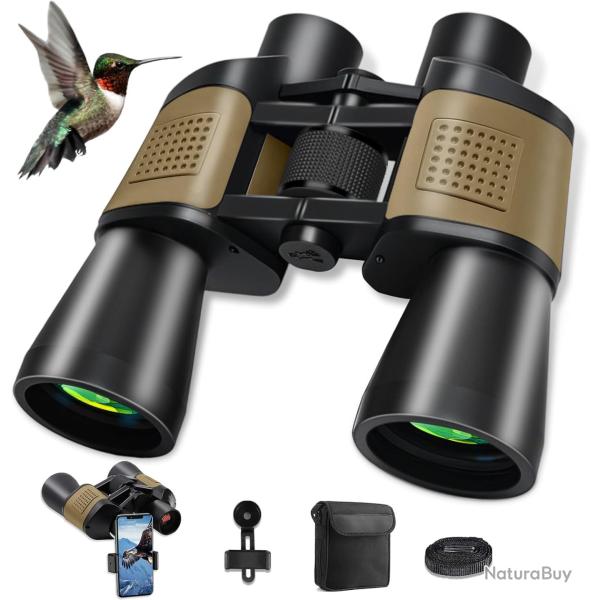 Jumelles HD 20x50 �tanches Prisme BAK4 Observation Oiseaux Sport & Concerts + Adaptateur Smartphone