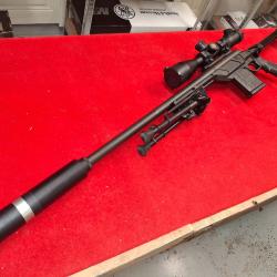 REMINGTON 700 CAL. 308 WIN EN EXCELLENT ETAT + LUNETTE 6-24X50 + SILENCIEUX + MALLETTE + BIPIED