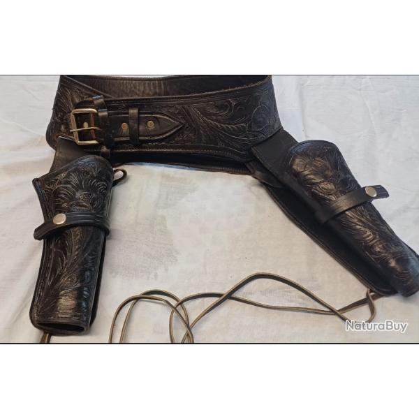 Ceinture western double Holsters fabrication Mexicaine .