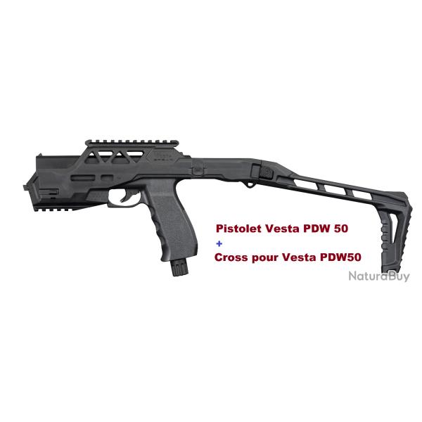 Pistolet Vesta  PDW50 + CROSSE -  Cal 50 Gen  17 Joules