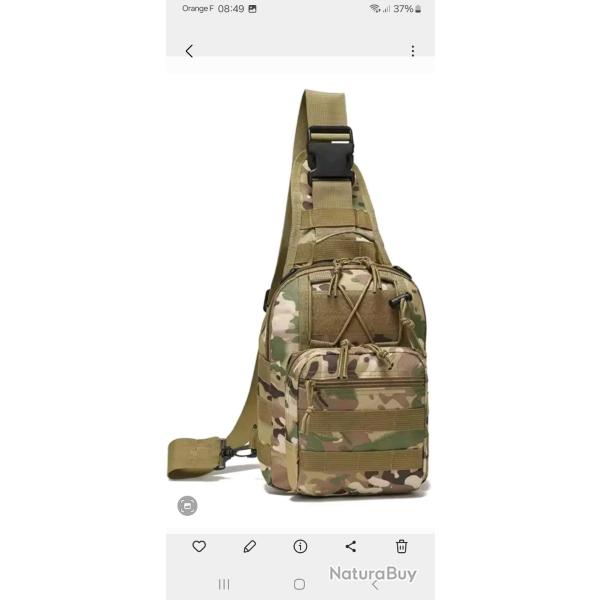 Sac militaire tactique CAMO � bandouliere Camping, chasse, p�che, airsoft, rando...