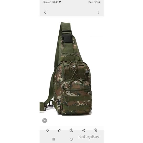 Sac militaire tactique CAMO � bandouliere Chasse, p�che, rando, airsoft, s�cu...