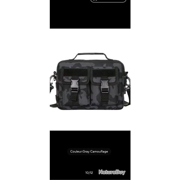 Sac militaire tactique DARK CAMO � bandouliere, poign�e et port USB