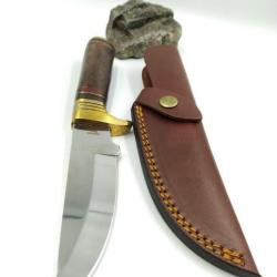 Beau Poignard Manche en OS Lame en acier inox avec Etui en Cuir