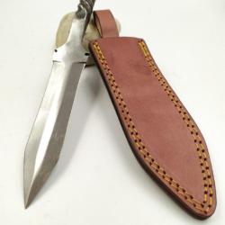 Poignard de chasse Forg&eacute; Brut de Forge en Acier Carbone avec Etui en Cuir