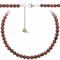 Collier en jaspe breschia - Perles rondes 8 mm - 38 cm