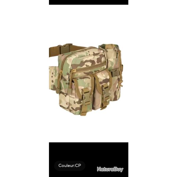 Sacoche banane militaire tactique CAMO avec porte bouteille