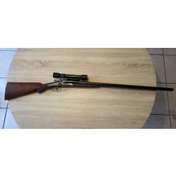 OCCASION - JUXTAPOSE A CHIENS ARTISANAL BELGE CAL.12/65 + LUNETTE X4 SOP FRANCE