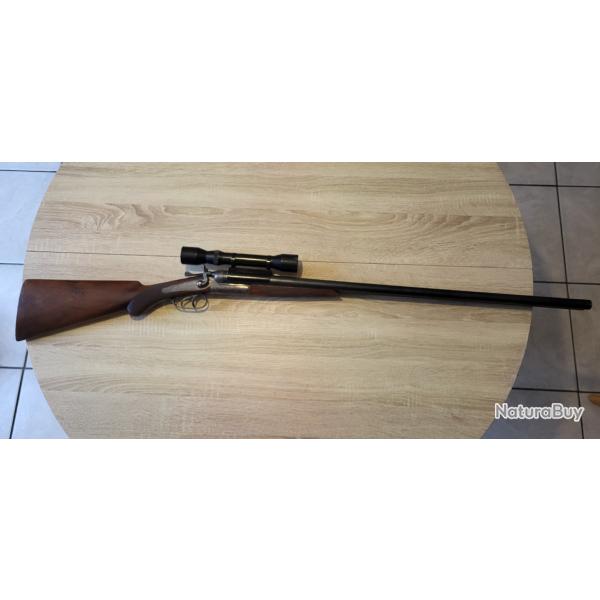 OCCASION - JUXTAPOSE A CHIENS ARTISANAL BELGE CAL.12/65 + LUNETTE X4 SOP FRANCE