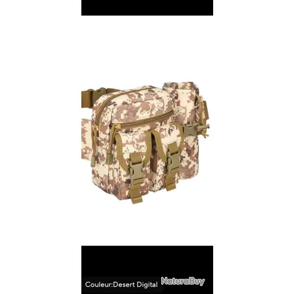Sacoche banane militaire tactique CAMO DESERT avec porte bouteille