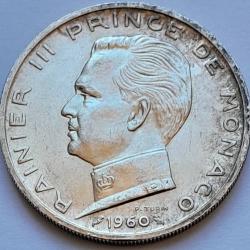 Pi&egrave;ce de Monnaie Argent MONACO -  5 Francs Rainier III 1960 Seulement 125 000 Exemplaires