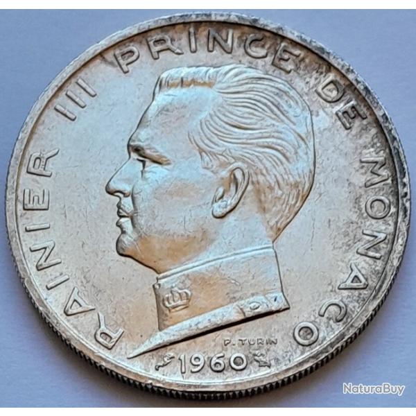 Pi�ce de Monnaie Argent MONACO -  5 Francs Rainier III 1960 Seulement 125 000 Exemplaires