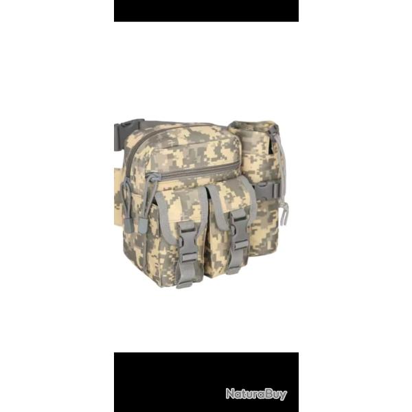 Sacoche banane militaire tactique CAMO URBAIN avec porte bouteille