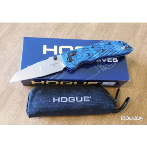 Couteau Hogue Deka ABLE Lock Blue Lame Wharncliffe Acier CPM-20CV Manche G10 Clip Made USA 24263