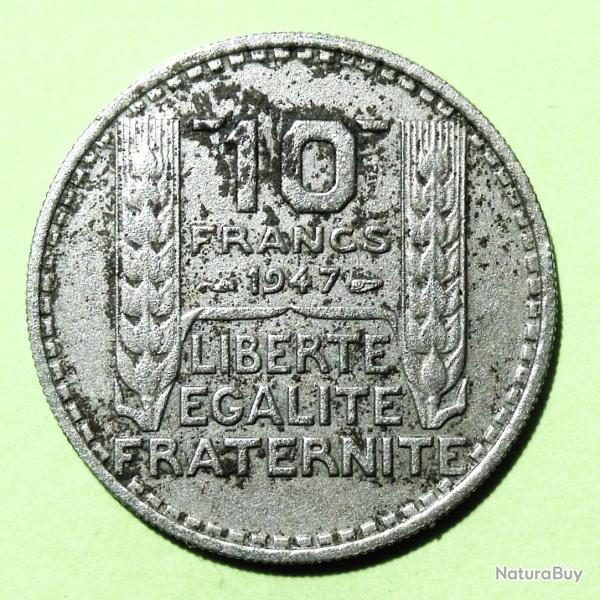 1 pi�ce 10 francs TURIN, 1947, petite t�te, Cupro-Nickel - Lot 55 - Pi�ce ayant circul�