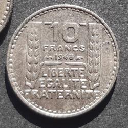 1 pi&egrave;ce 10 francs TURIN, 1948, petite t&ecirc;te, Cupro-Nickel - Lot 57 - Pi&egrave;ce ayant circul&eacute;