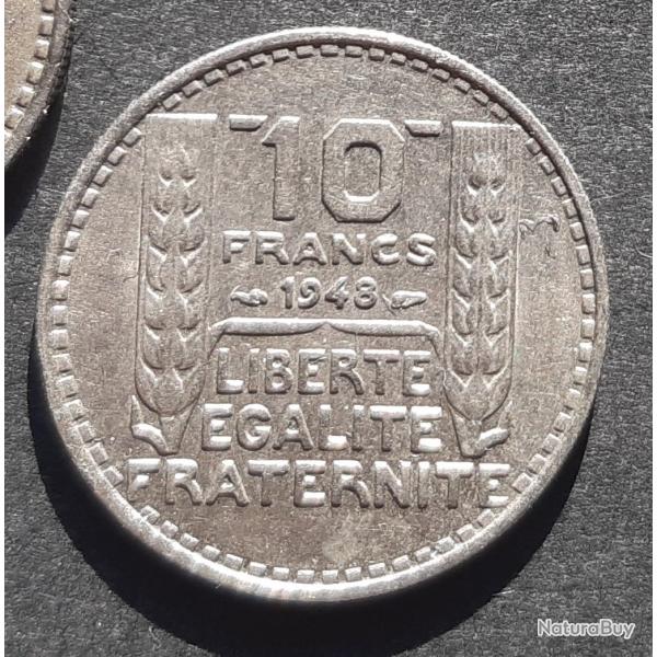 1 pi�ce 10 francs TURIN, 1948, petite t�te, Cupro-Nickel - Lot 57 - Pi�ce ayant circul�