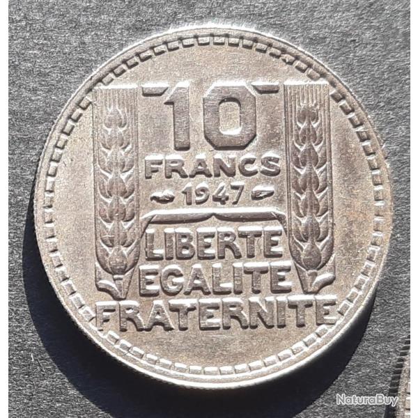 1 pi�ce 10 francs TURIN, 1947, grosse t�te, rameaux courts, Cupro-Nickel - Pi�ce ayant circul�, Lot