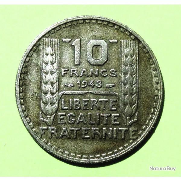 1 pi�ce 10 francs TURIN, 1948, petite t�te, Cupro-Nickel - Lot 131 - Pi�ce ayant circul�