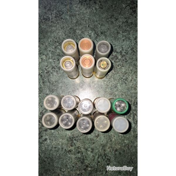 LOT 16 MUNITIONS 5 BALLES 10 CHEVROTINES CALIBRE 12 67 70