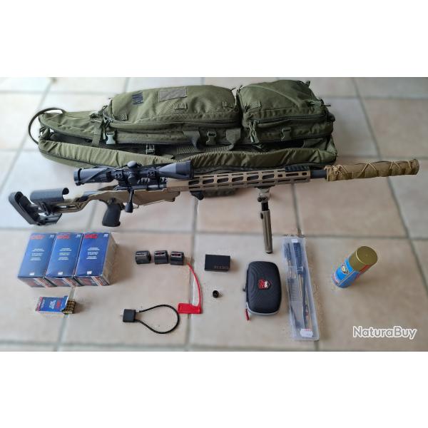 Ruger Precision Rimfire + Accessoires (lunette, bipied, silencieux, sac, kit nettoyage, munitions..)