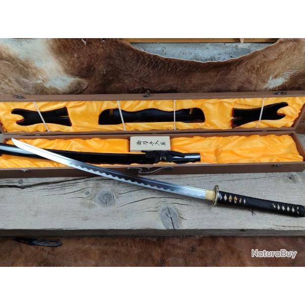 NOUVEAU KATANA  MARU GRAVURER DES 7 VERTUS DU BUSHIDO FORG� A LA MAIN EN ACIER 1095 LAME  AIGUIS�E 9