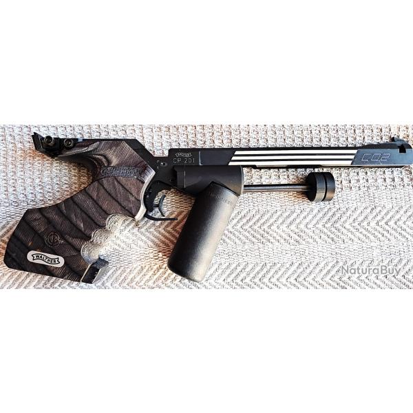 RARE ! Pistolet de comp�tition Walther CP201 au CO2 cal. 4.5mm droitier ou gaucher + mallette Steyr