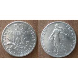 France 50 Centimes 1898 Piece Argent Semeuse Centime