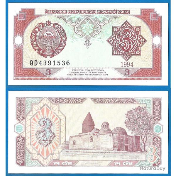 Ouzbekistan 3 Sum 1994 Billet Neuf