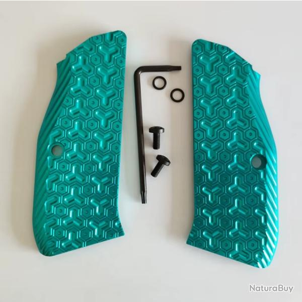 Plaquette CZ 75 SP01 Shadow HexaGrip Pro - Turquoise | TXC ARMEMENT