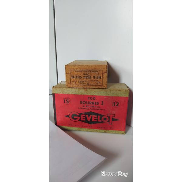 lot une boite de 200 bourres grasses + une boite de 500 bourres papier feutres Calibre 12