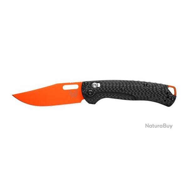 Couteau Pliant Benchmade Mini Taggedout Lame Orange Manche Gris Noir