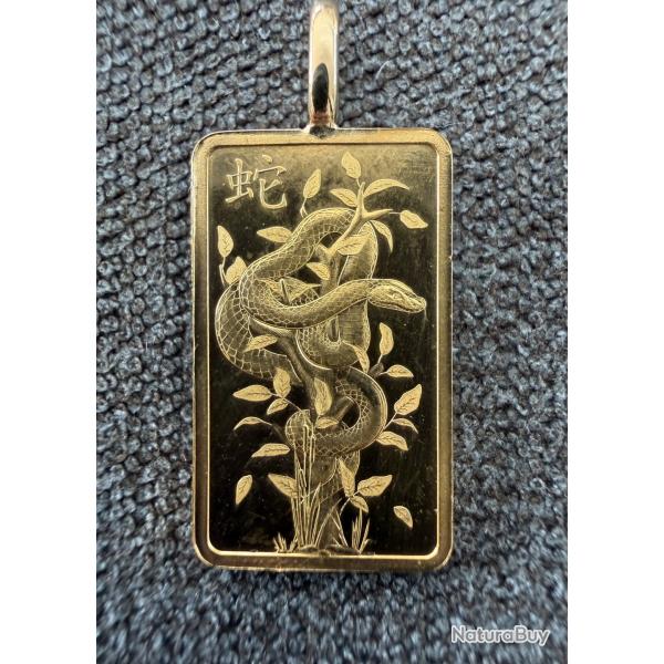 Pendentif Lingot or 5 g mont� en pendentif - Suisse - 24 carats - PAMP - Serpent