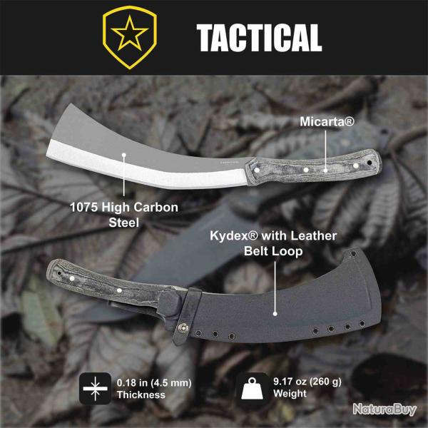 Couteau Machette Condor K-Night Mini Panabas Lame Acier 1075 Manche Micarta Etui Kydex CTK1340105HC