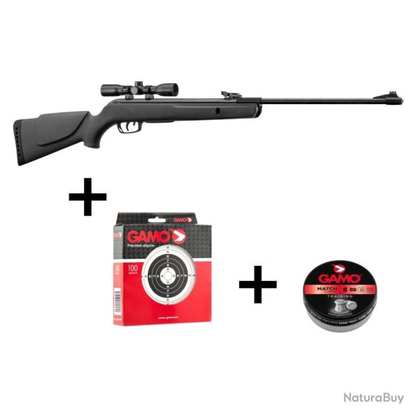 Pack Carabine Gamo Big Cat 1000E Noire 4,5 mm 19,9 Joules