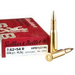 20 Munitions MATCH sellier et bellot 7.62x54 R 174 grains HPBT
