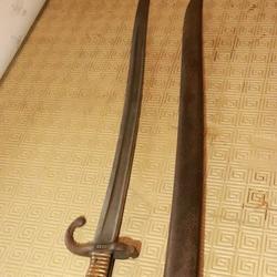 Vends sabre ba&iuml;onnette St Etienne de Mars 1871 pour fusil Chassepot immatricul&eacute; Z 82127