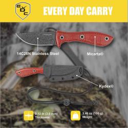 Couteau Condor Red Pygmy Lame Acier 14C28N Manche Micarta Rouge Etui Kydex Salvador CTK180125RHC