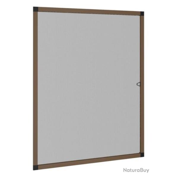 Moustiquaire fen�tre aluminium marron 100x120 cm maille ajustable anti insectes