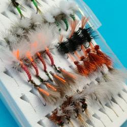 Lot de 34 Mouches S&egrave;ches "Les Classiques" - Hame&ccedil;ons #14-16 (Sans Ardillon)