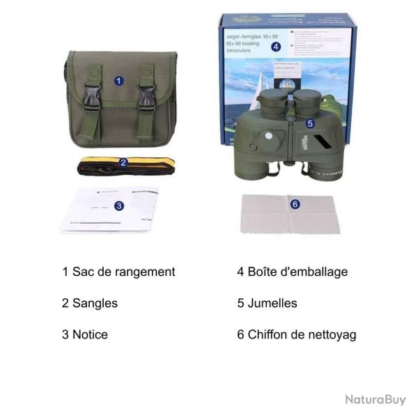Paire Jumelles 10x50 Flottantes *Ench�re* Professionnelle Boussole Telemetre Reticule Bak4 FMC Green