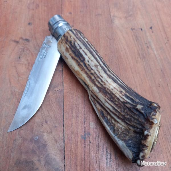 Joli Couteau OPINEL N10 INOX Manche en Bois de Cerf