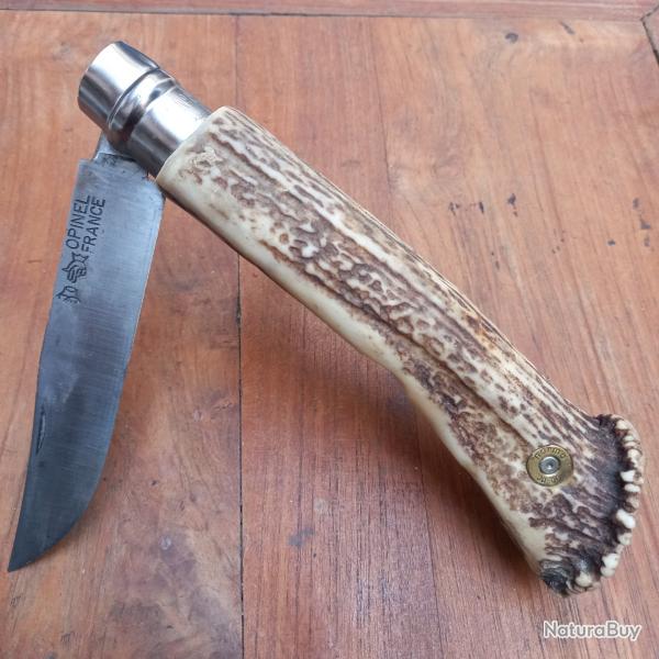 Magnifique Couteau OPINEL N12 Manche en Bois de Cerf + Tire-bouchon